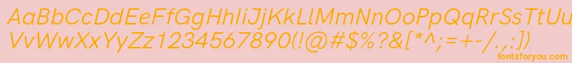 HkgroteskItalic-Schriftart – Orangefarbene Schriften auf rosa Hintergrund