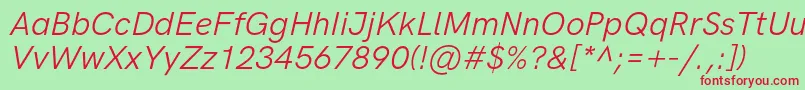 HkgroteskItalic Font – Red Fonts on Green Background