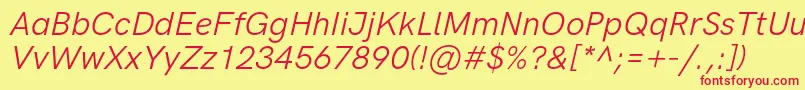 Fonte HkgroteskItalic – fontes vermelhas em um fundo amarelo