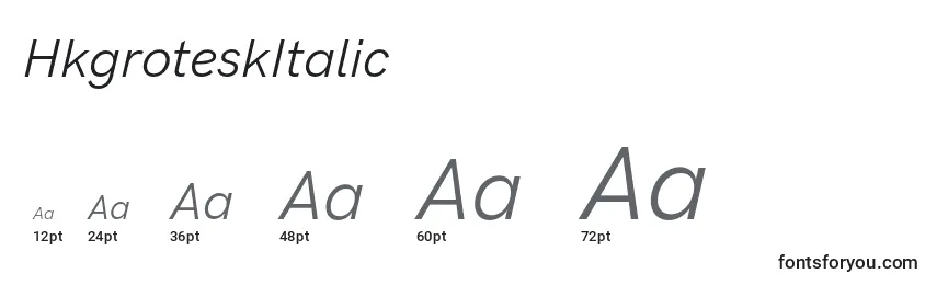 Размеры шрифта HkgroteskItalic