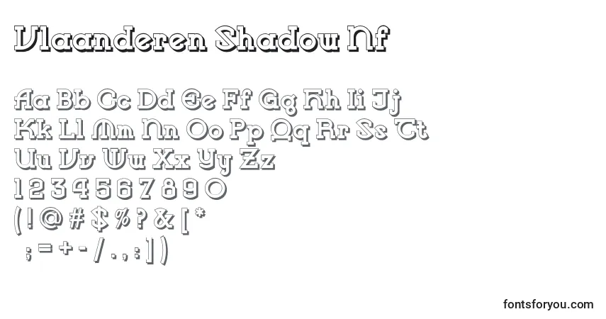 Czcionka Vlaanderen Shadow Nf – alfabet, cyfry, specjalne znaki