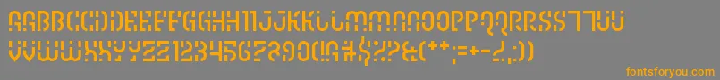 フォントIpscrik – オレンジの文字は灰色の背景にあります。