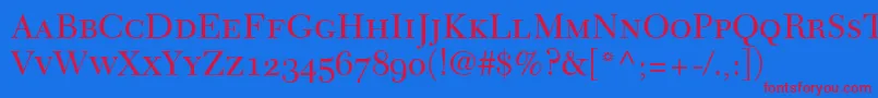 NewCaledoniaSmallCapsOldStyleFigures Font – Red Fonts on Blue Background