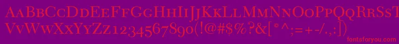 NewCaledoniaSmallCapsOldStyleFigures Font – Red Fonts on Purple Background