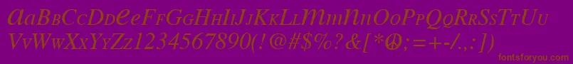 Mean26Italic-fontti – ruskeat fontit violetilla taustalla