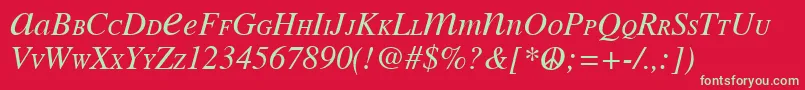 Mean26Italic Font – Green Fonts on Red Background
