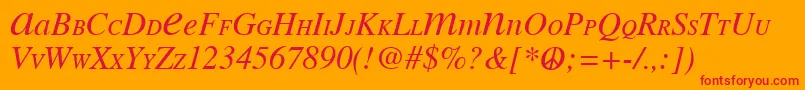 Fonte Mean26Italic – fontes vermelhas em um fundo laranja