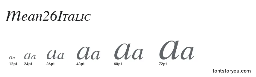 Größen der Schriftart Mean26Italic