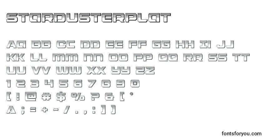 Schriftart Stardusterplat – Alphabet, Zahlen, spezielle Symbole