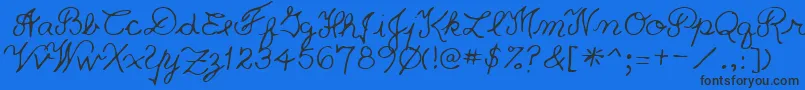 フォントPriceRegular – 黒い文字の青い背景