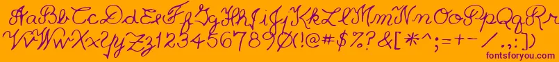 PriceRegular-fontti – violetit fontit oranssilla taustalla