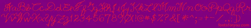 PriceRegular-Schriftart – Rote Schriften auf violettem Hintergrund