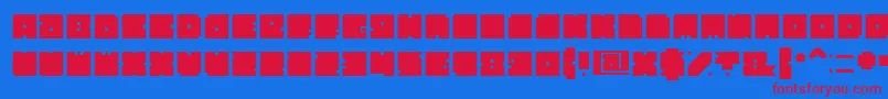 Block-Schriftart – Rote Schriften auf blauem Hintergrund
