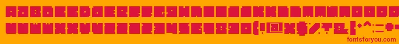 Block-Schriftart – Rote Schriften auf orangefarbenem Hintergrund