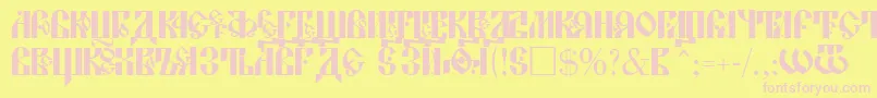 LavraPlain-fontti – vaaleanpunaiset fontit keltaisella taustalla