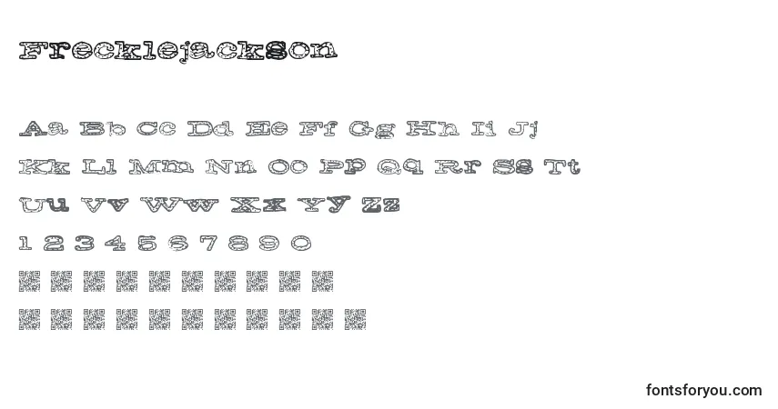A fonte Frecklejackson – alfabeto, números, caracteres especiais