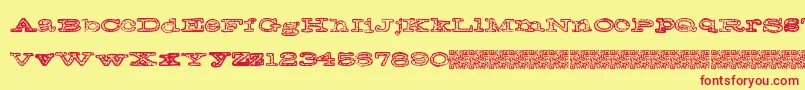 Frecklejackson-Schriftart – Rote Schriften auf gelbem Hintergrund