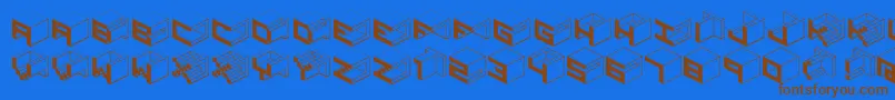 Qbicle1brkmk-fontti – ruskeat fontit sinisellä taustalla