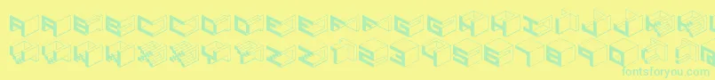 Qbicle1brkmk-Schriftart – Grüne Schriften auf gelbem Hintergrund