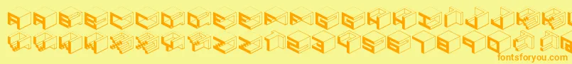 Qbicle1brkmk Font – Orange Fonts on Yellow Background
