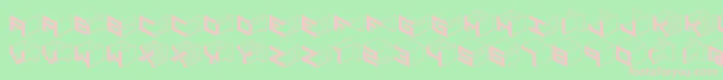 Qbicle1brkmk-fontti – vaaleanpunaiset fontit vihreällä taustalla