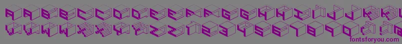 Qbicle1brkmk-Schriftart – Violette Schriften auf grauem Hintergrund