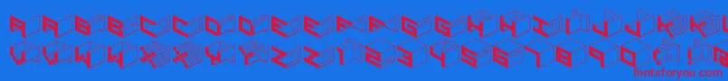 Qbicle1brkmk Font – Red Fonts on Blue Background