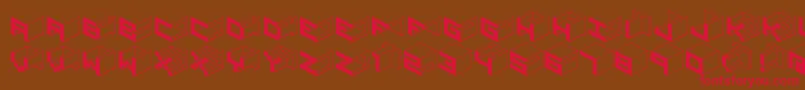 Qbicle1brkmk-Schriftart – Rote Schriften auf braunem Hintergrund