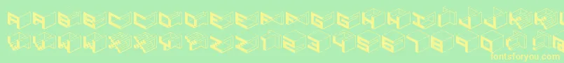 Qbicle1brkmk-fontti – keltaiset fontit vihreällä taustalla