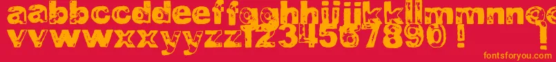 DjbBadStampJob1 Font – Orange Fonts on Red Background