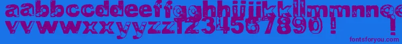 DjbBadStampJob1 Font – Purple Fonts on Blue Background