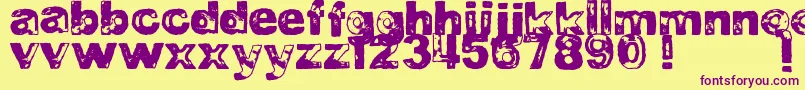 DjbBadStampJob1 Font – Purple Fonts on Yellow Background