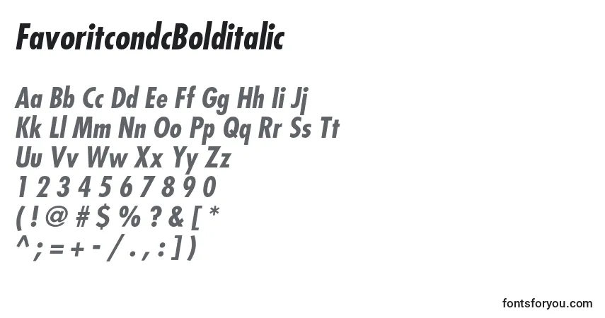 Шрифт FavoritcondcBolditalic – алфавит, цифры, специальные символы