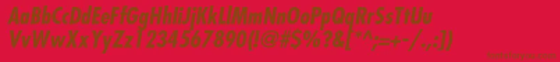 FavoritcondcBolditalic Font – Brown Fonts on Red Background