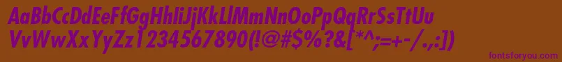 FavoritcondcBolditalic Font – Purple Fonts on Brown Background