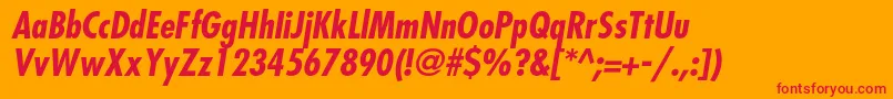 FavoritcondcBolditalic Font – Red Fonts on Orange Background
