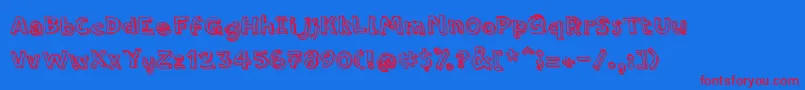 フォントPfamateurRough – 赤い文字の青い背景