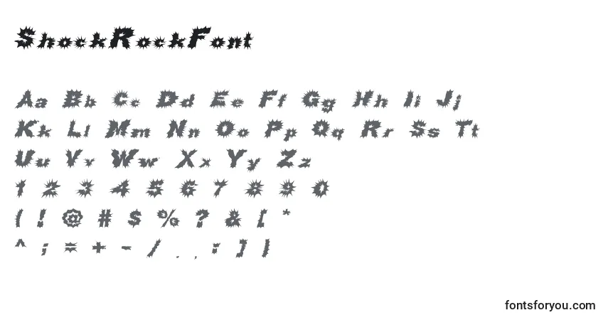 Schriftart ShockRockFont – Alphabet, Zahlen, spezielle Symbole