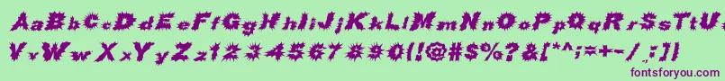 フォントShockRockFont – 緑の背景に紫のフォント