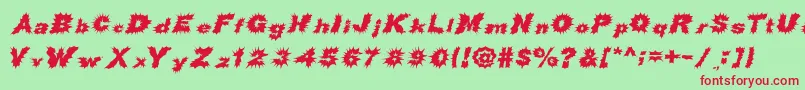 ShockRockFont-Schriftart – Rote Schriften auf grünem Hintergrund