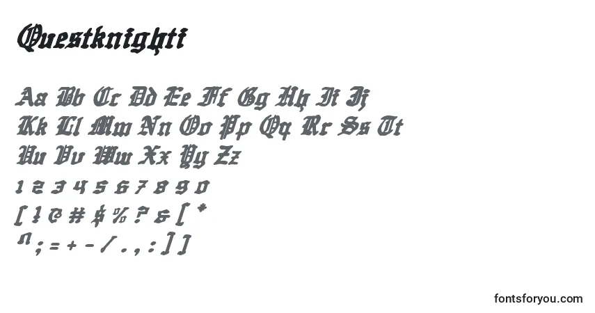 Шрифт Questknighti – алфавит, цифры, специальные символы