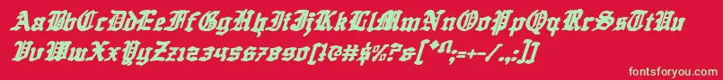 フォントQuestknighti – 赤い背景に緑の文字