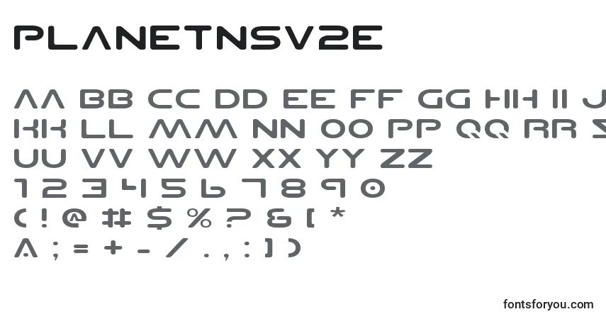 A fonte Planetnsv2e – alfabeto, números, caracteres especiais