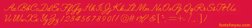 フォントLeytonstoneRegularDb – 赤い背景にオレンジの文字