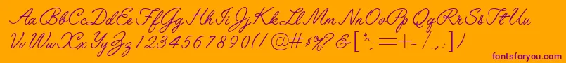 LeytonstoneRegularDb-fontti – violetit fontit oranssilla taustalla