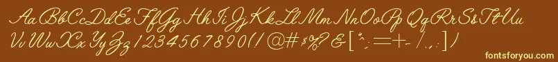 Fonte LeytonstoneRegularDb – fontes amarelas em um fundo marrom