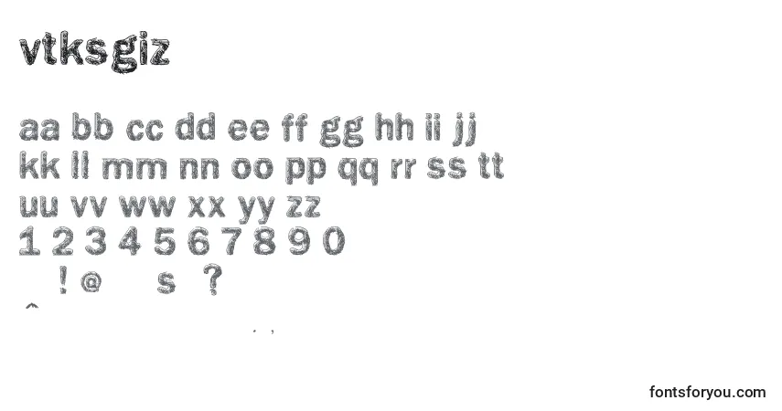 Czcionka Vtksgiz – alfabet, cyfry, specjalne znaki