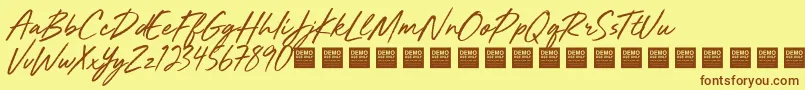 MightyRiverDemo Font – Brown Fonts on Yellow Background