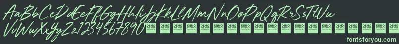 フォントMightyRiverDemo – 黒い背景に緑の文字