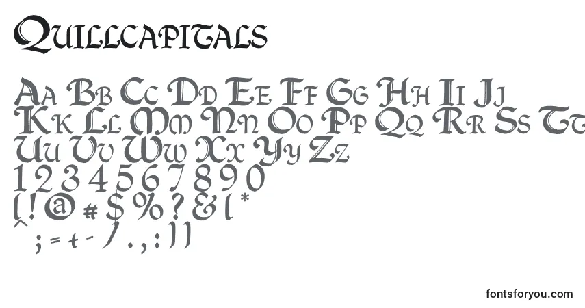 Czcionka Quillcapitals – alfabet, cyfry, specjalne znaki